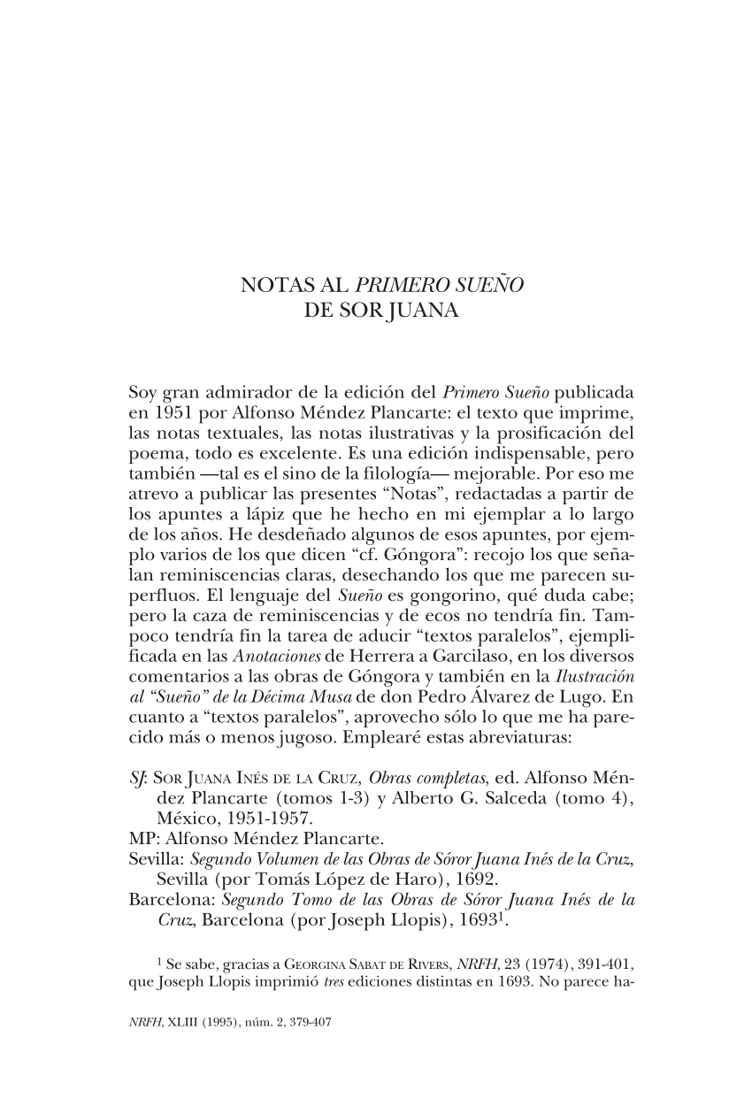 Primer Sue O El Poema M S Profundo De Sor Juana