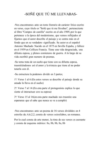 Análisis de Soñé que tú me llevabas de Antonio Machado