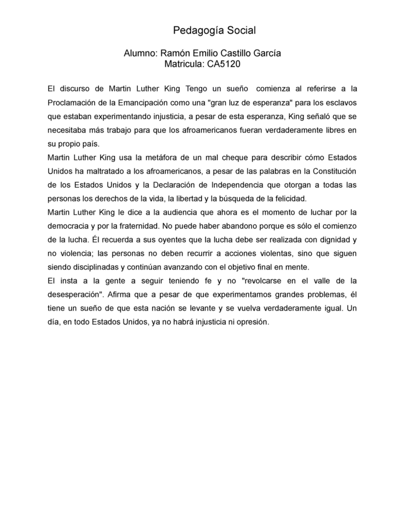 Análisis del discurso de Martin Luther King: ¡Ten un sueño!