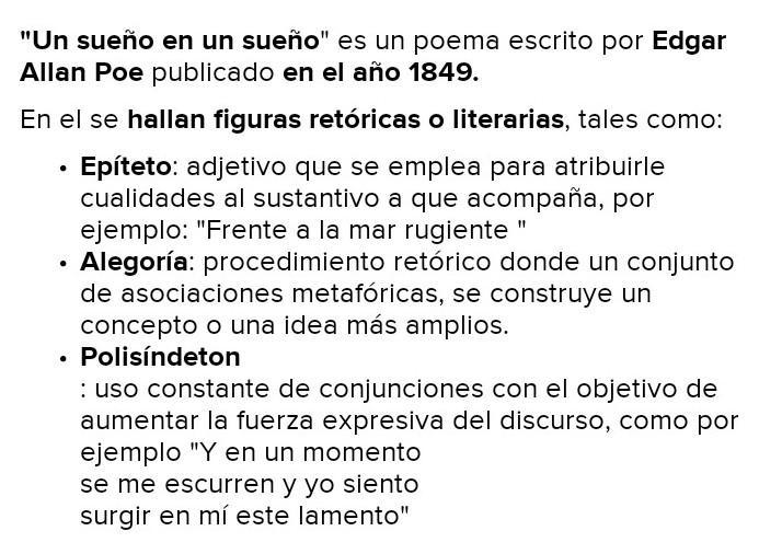 Descubre las figuras retóricas en 'Un sueño dentro de un sueño'