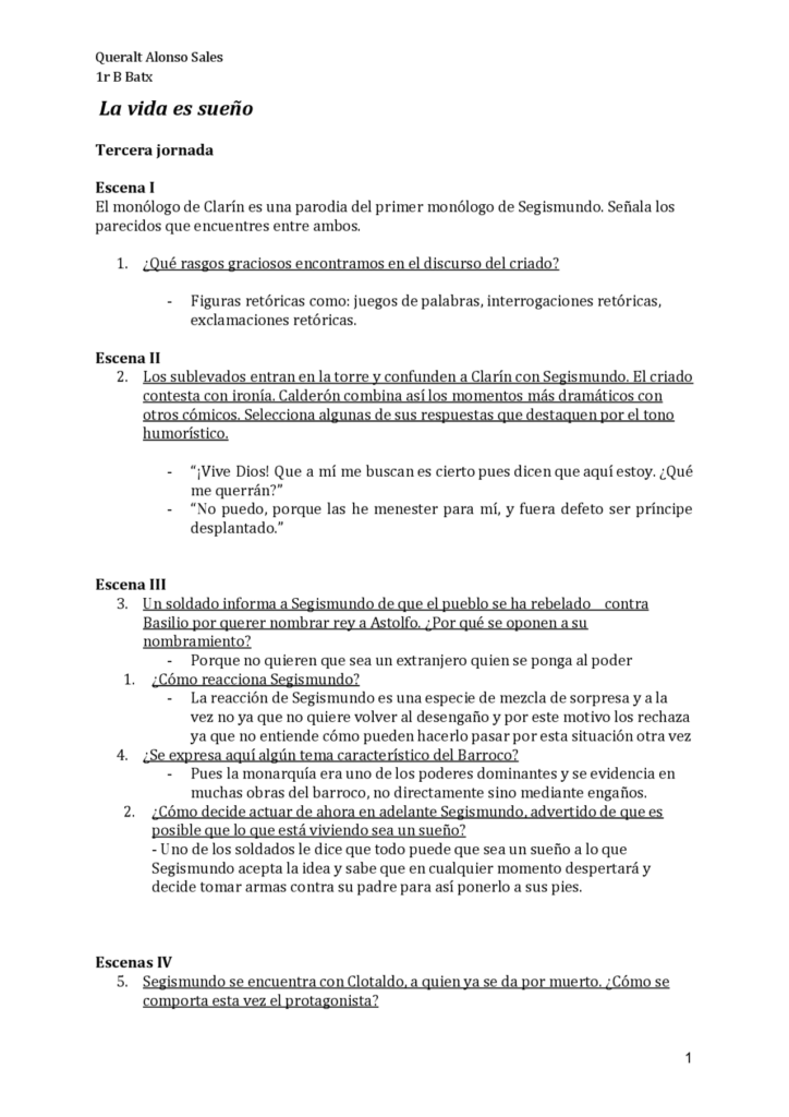 Descubre las respuestas clave del examen de La Vida es Sueño