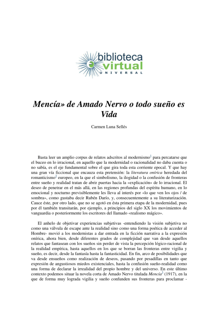 Descubre los mitos y sueños en Mencia de Amado Nervo Colloquia