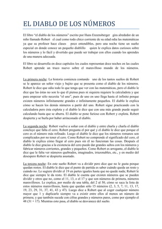 El diablo de los números desafía la lógica en su primer sueño: Resumen