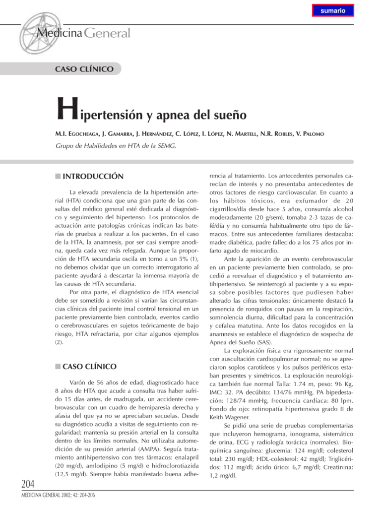 Hipertensión secundaria por apnea del sueño: caso clínico