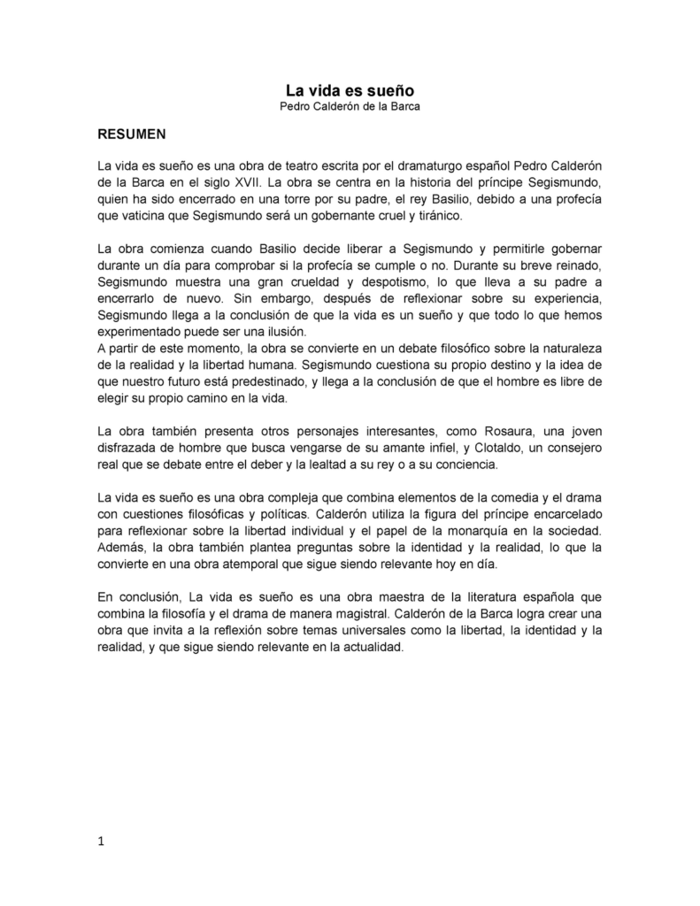 La vida en sueño: resumen de la obra maestra de Pedro Calderón