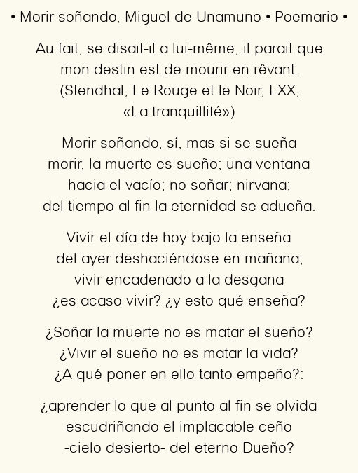 Morir soñando Unamuno: un poema que desafía la muerte