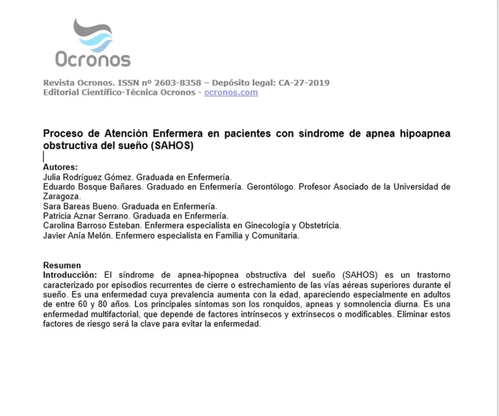 Revelamos datos objetivos de pacientes con apnea del sueño PAE