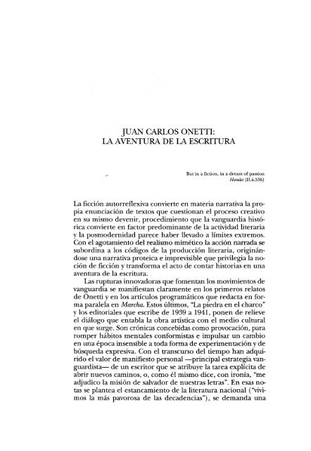 Un sueño hecho realidad: Fragmento de la obra de Juan Carlos Onetti