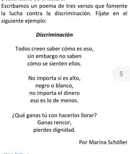 Versos contra la discriminación: poemas de 3 estrofas y 12 versos